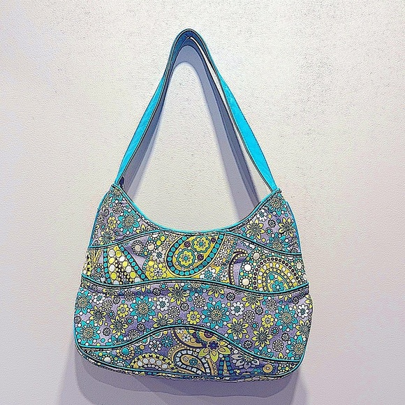 🔥Vera Bradley Floral Patterned Shoulder Bag - Blue and Yellow🔥 - Picture 1 of 8